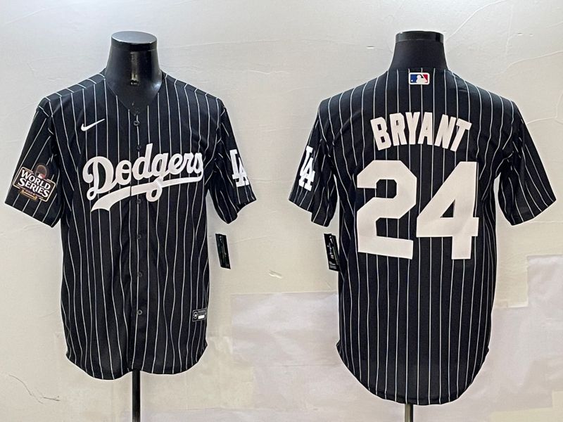 Men Los Angeles Dodgers #24 Bryant Black Stripe Jointly Name 2025 Nike MLB Jersey style 6